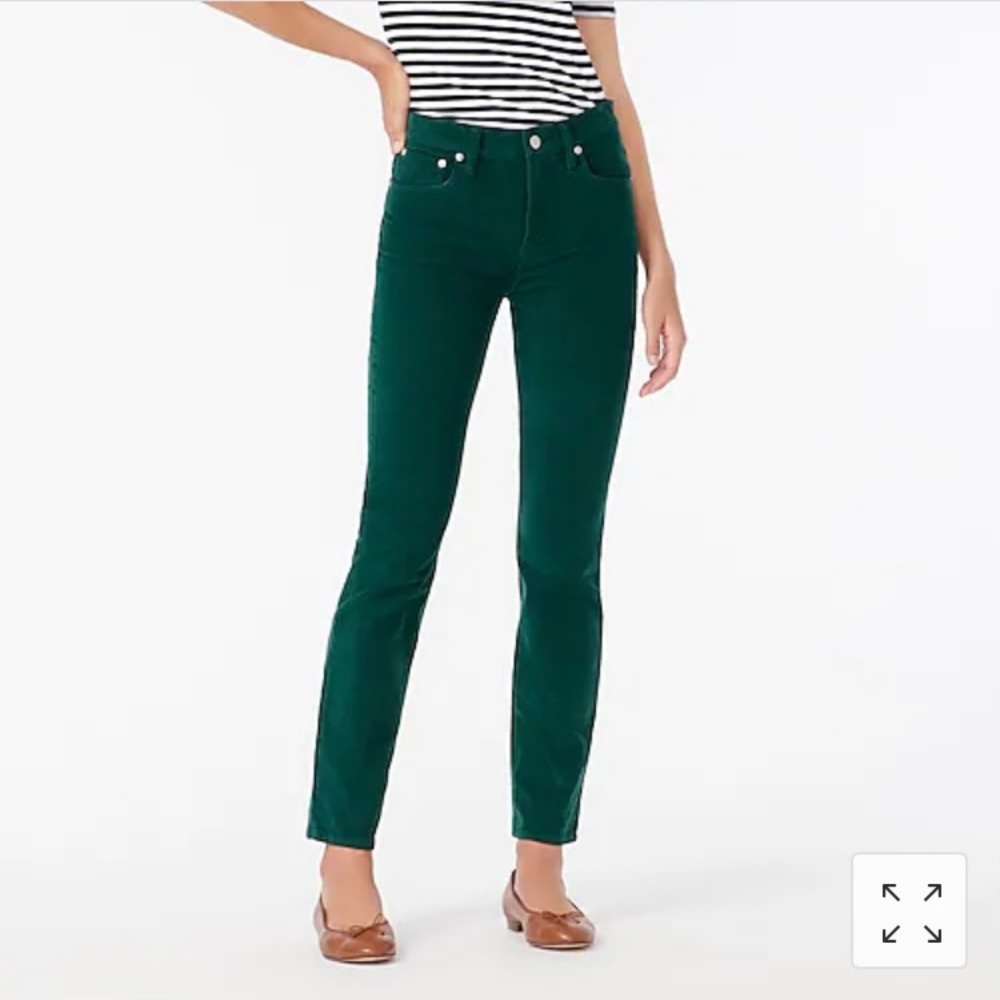 NWT J Crew high rise vintage green corduroy pants!